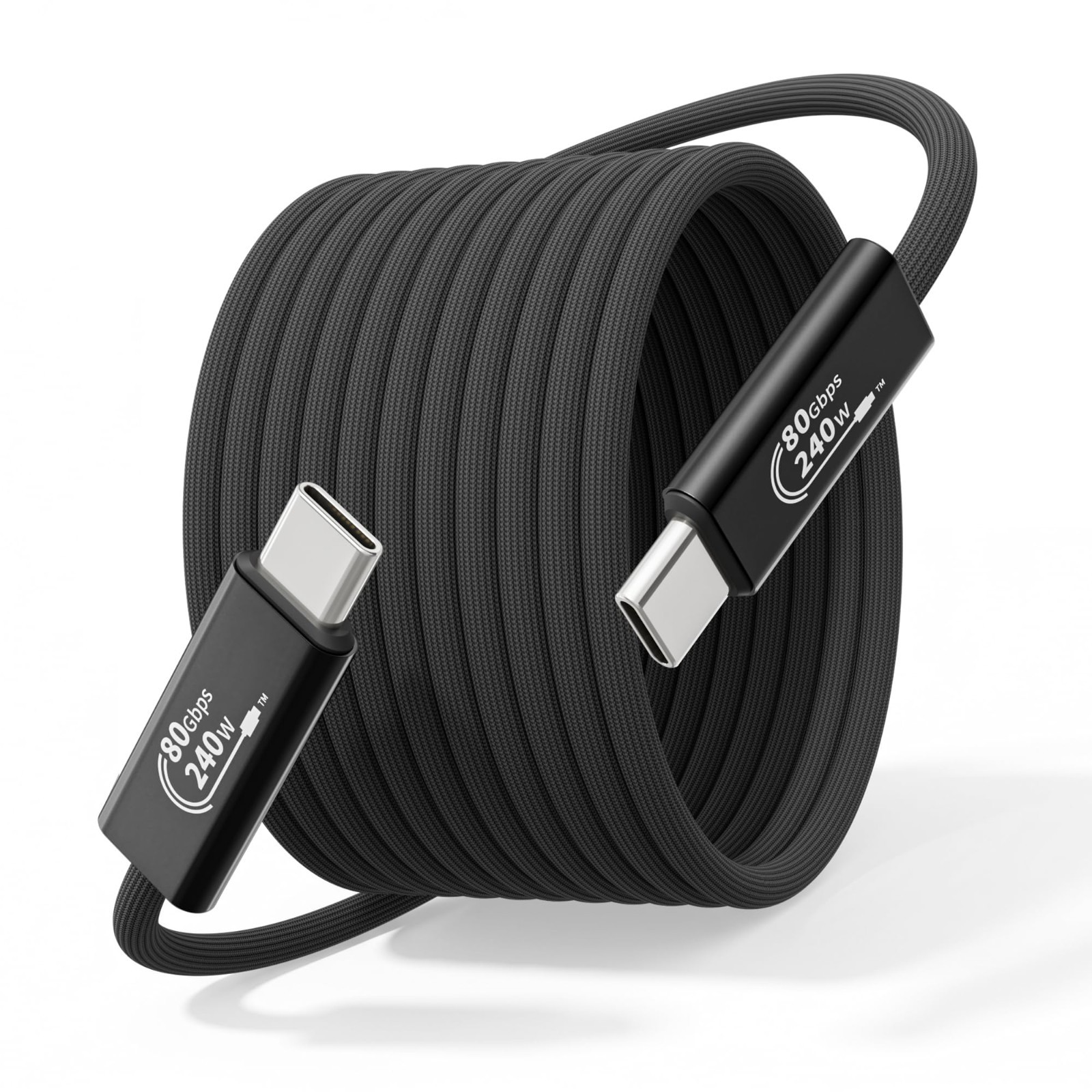 6FT Thunderbolt 5 Cable, 240W USB-C Charging, 80Gbps Data Transfer, 8K/4K Compat