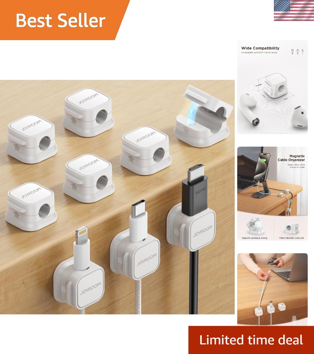 Modern 9 Pack Magnetic Cable Clips - Effortless Cable Management for All Cords