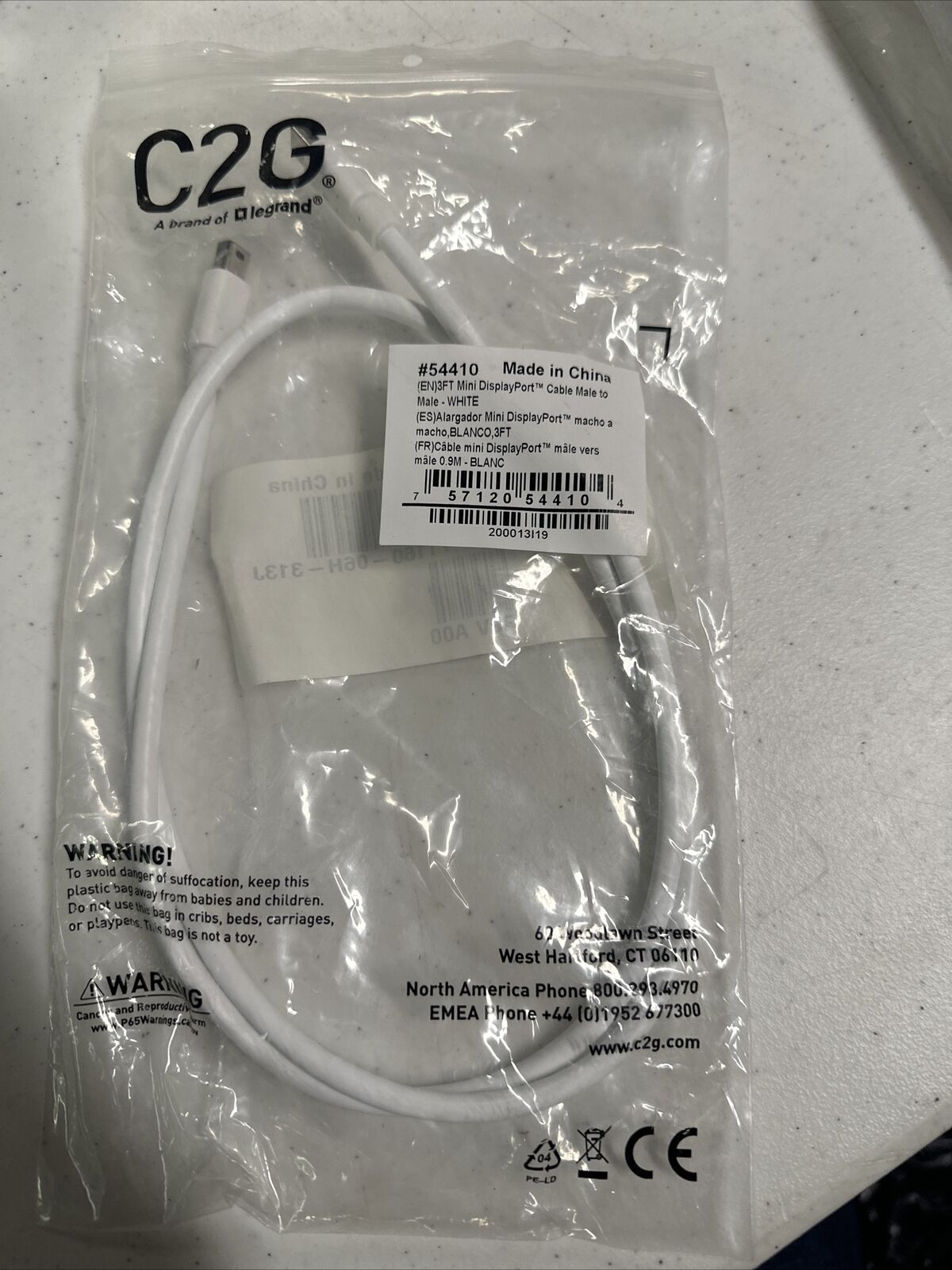 C2G 3ft Mini DisplayPort Cable M/M - White - 3 ft Mini DisplayPort 757120544104