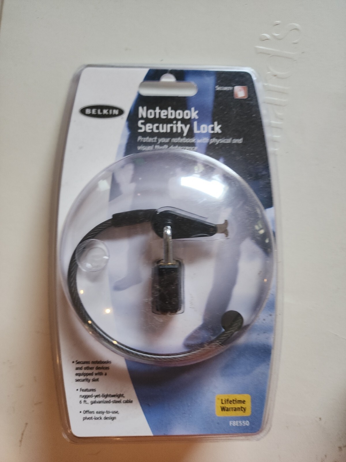 Belkin Laptop Notebook Security Lock 6ft Galvanized Steel Cable F8E550 