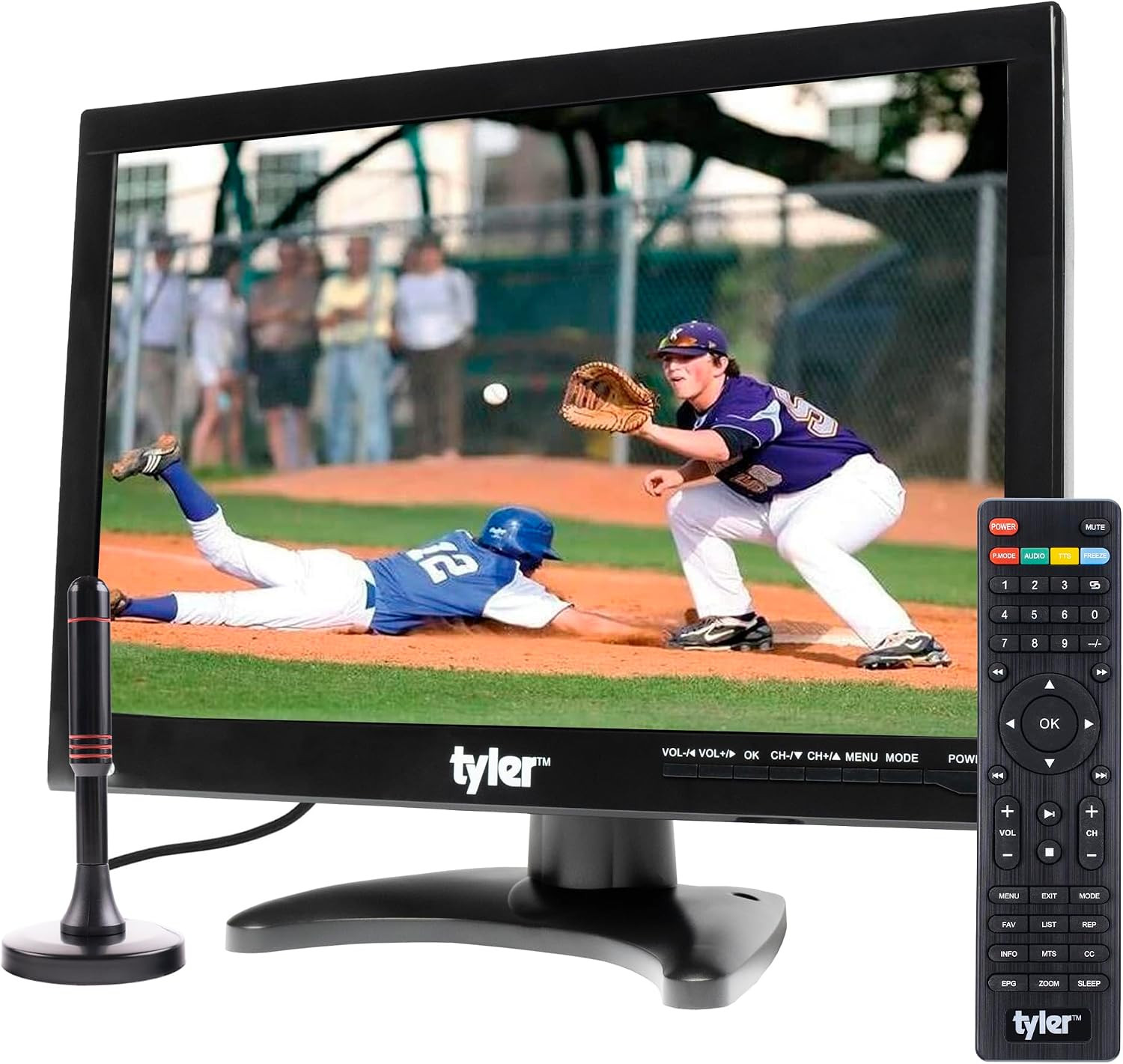 14” Portable TV LCD Monitor 1080P Rechargeable Lithium Battery Operated, 2 Anten