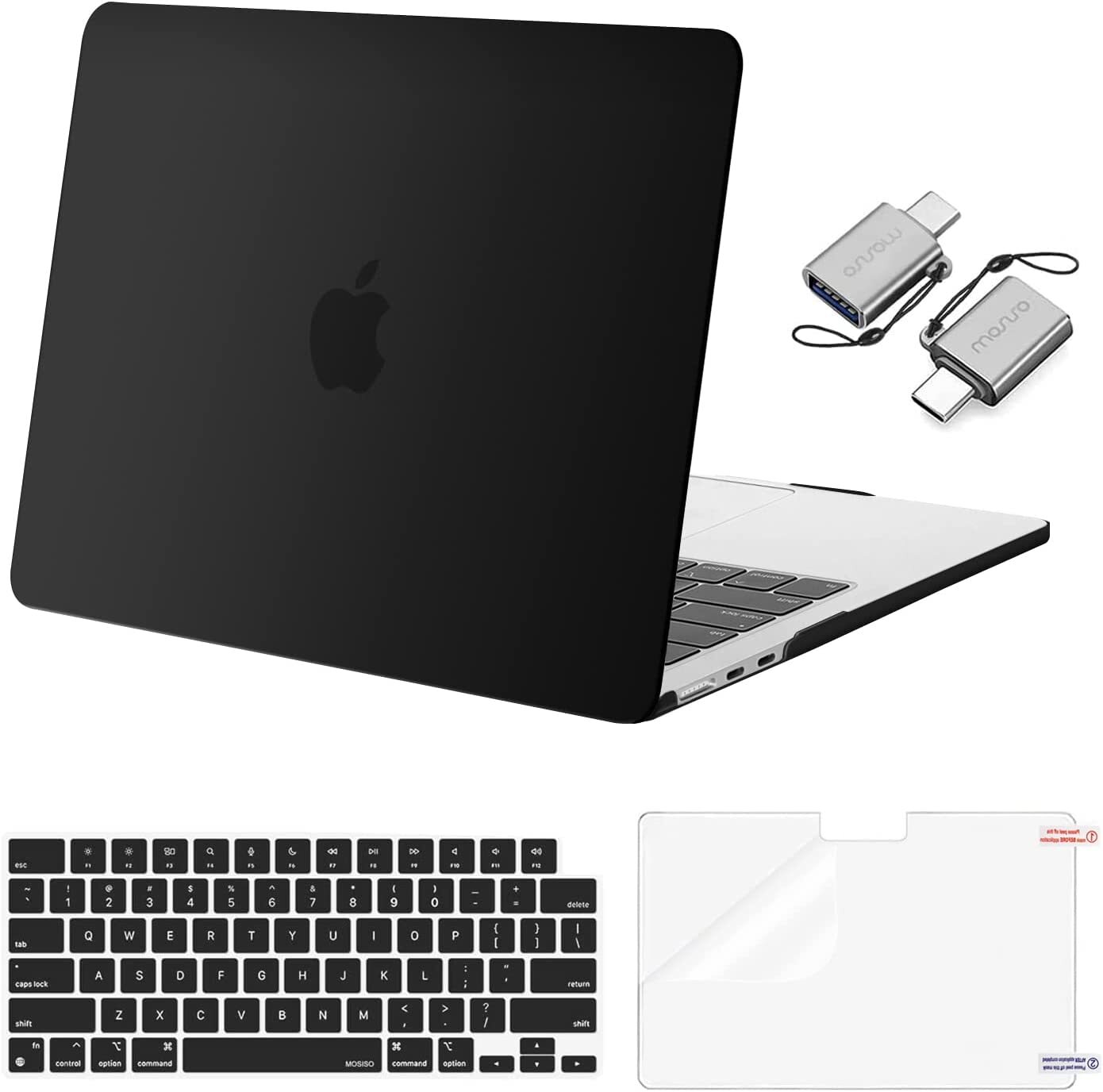 Case for MacBook Pro/Air with Keyboard Cover+Screen Protector+2xType C USB Adapt