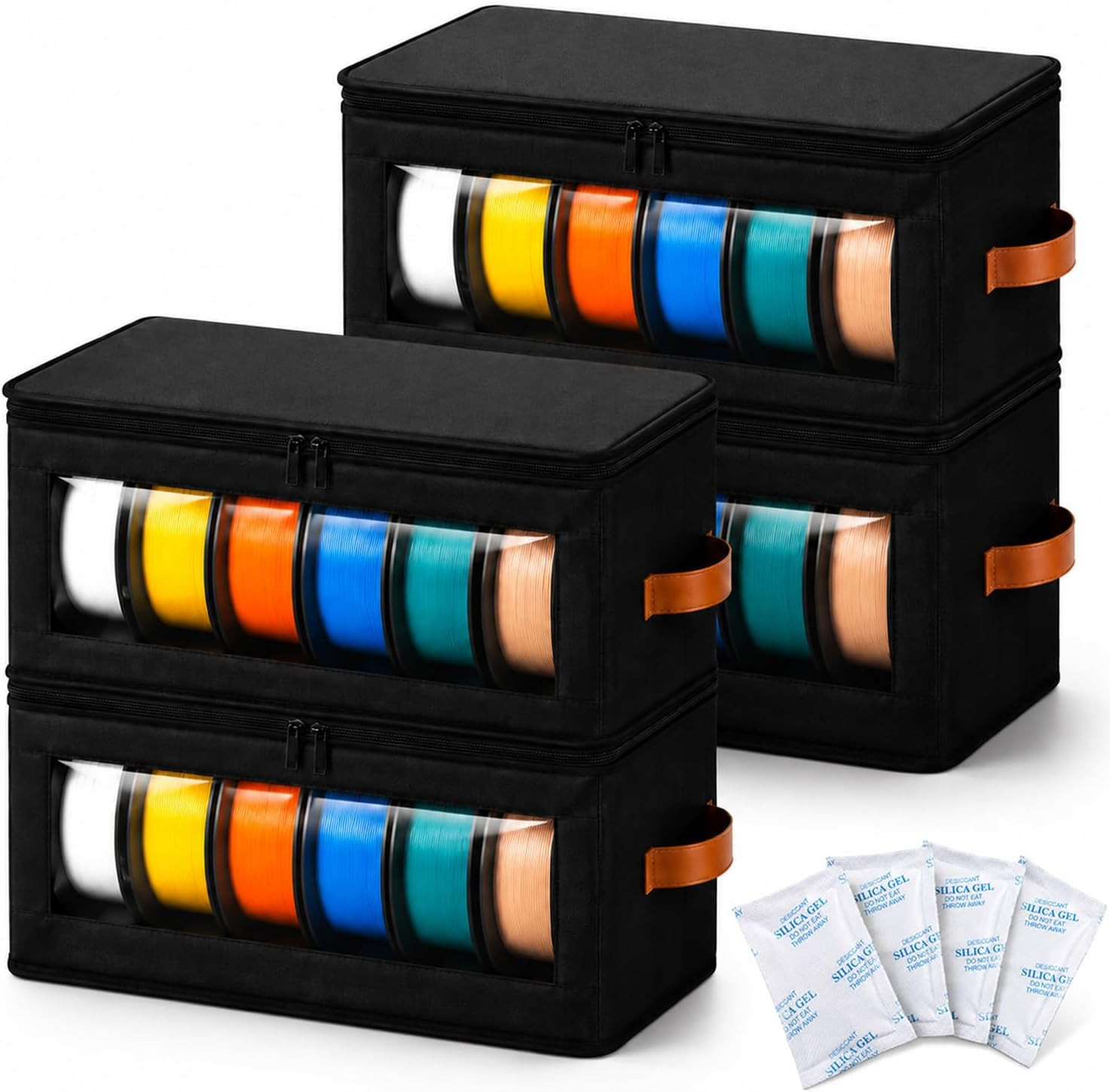 Filament Storage Box, 4 Pack Filament Container Hold 24 Rolls 3D Printer Filamen