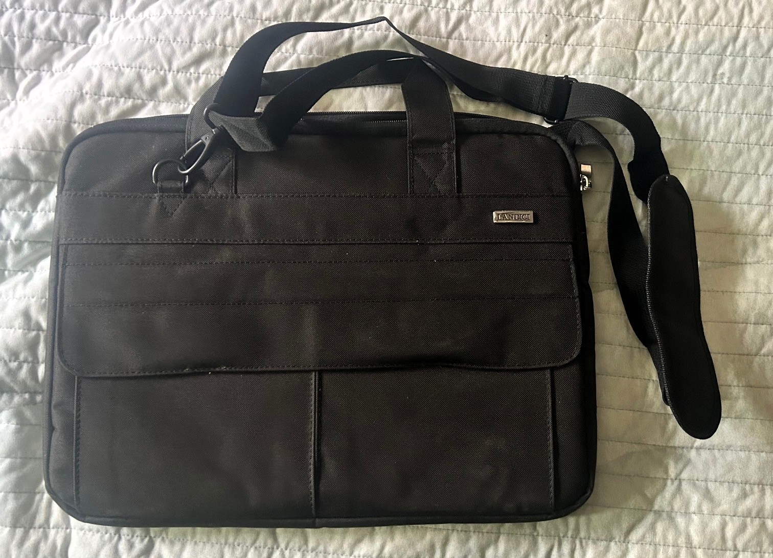 LANDICI 17 17.3 Inch Laptop Bag Briefcase Messenger Shoulder Strap Black Slim
