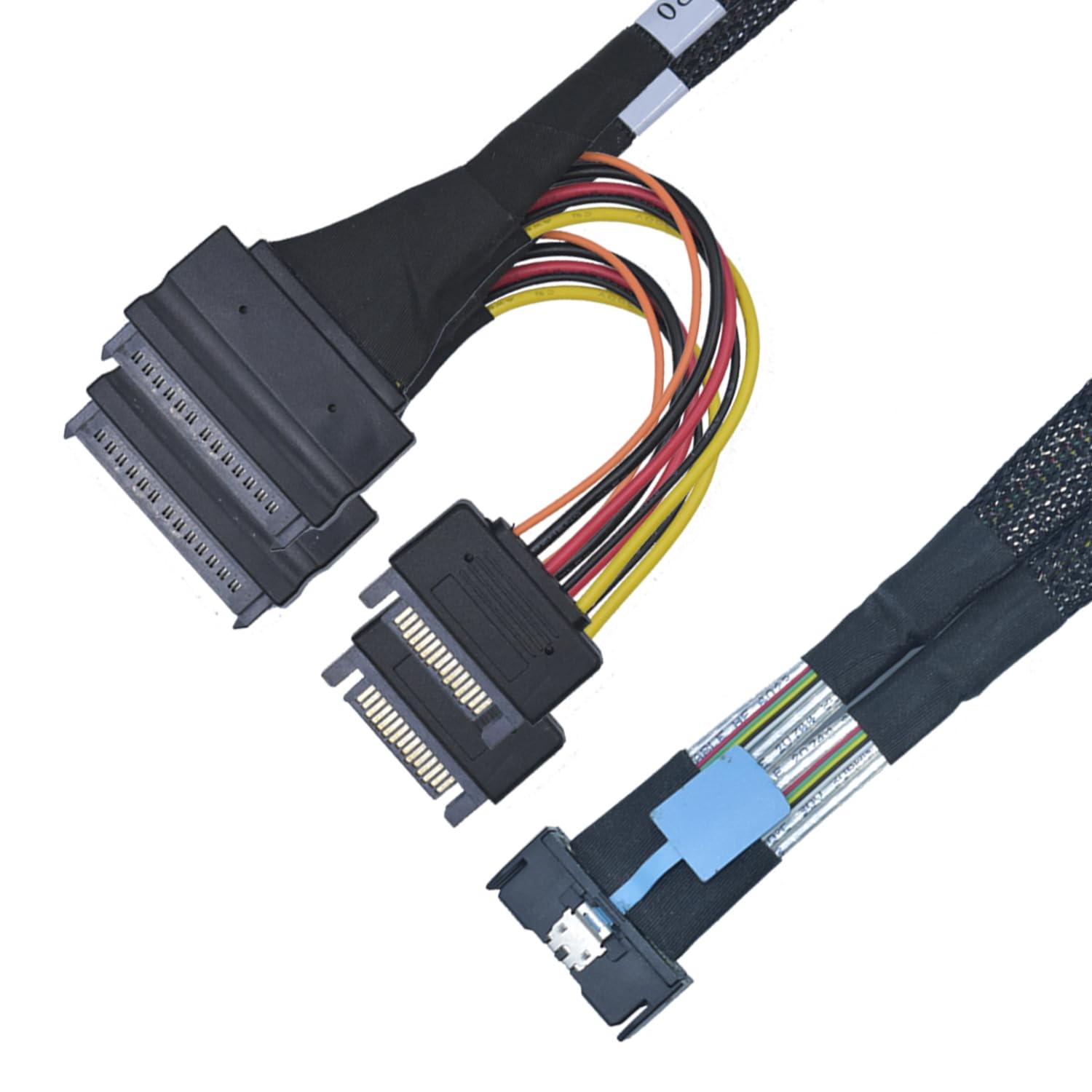 LetLinkSo PCIe 5.0 MCIO x8 to Dual U.2 SFF-8639 Cable 2.1 ft, Black