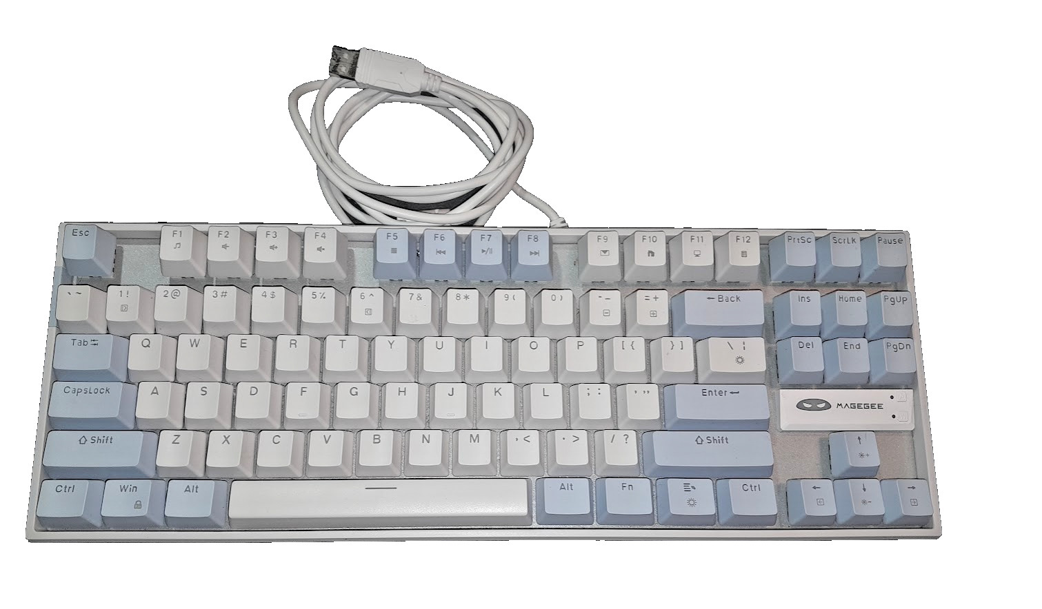 Mechanical Gaming Keyboard Blue & White Keycaps USB wired MageGee MK-STAR 87 Key