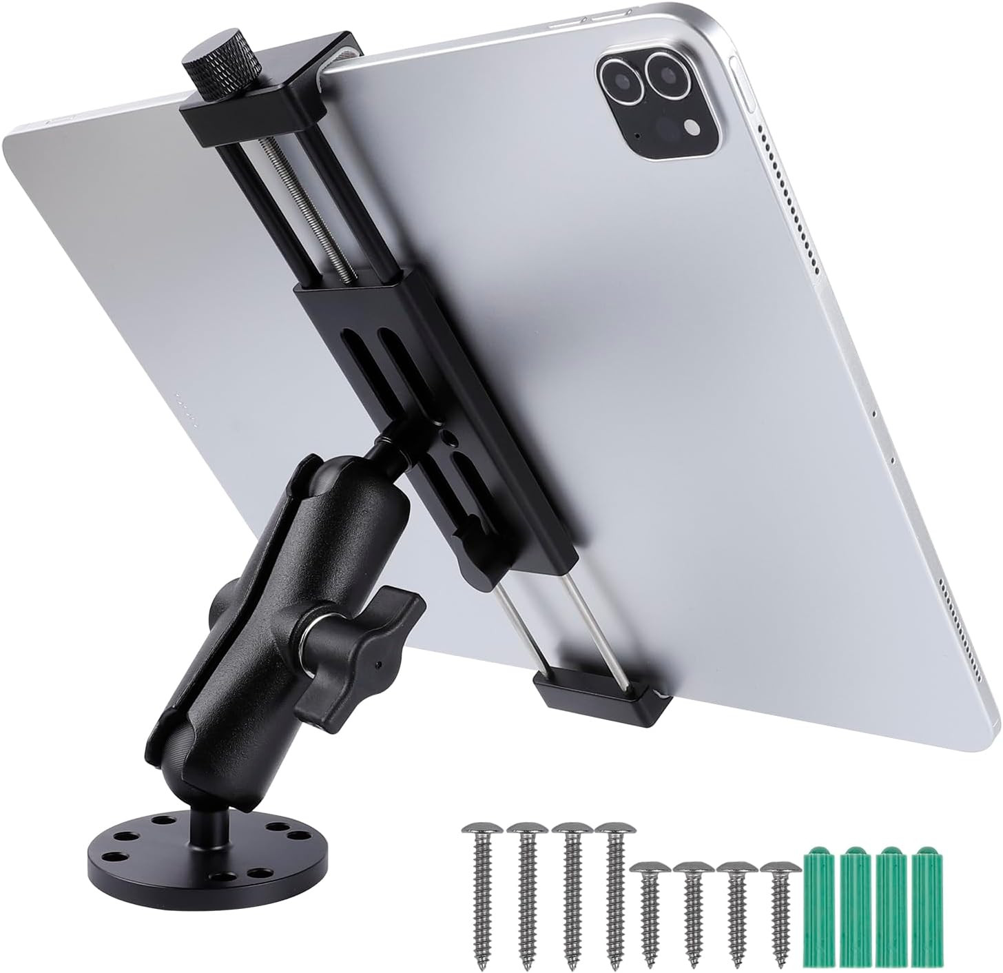 All-Aluminum Car Tablet Holder with Heavy Duty Drill Base