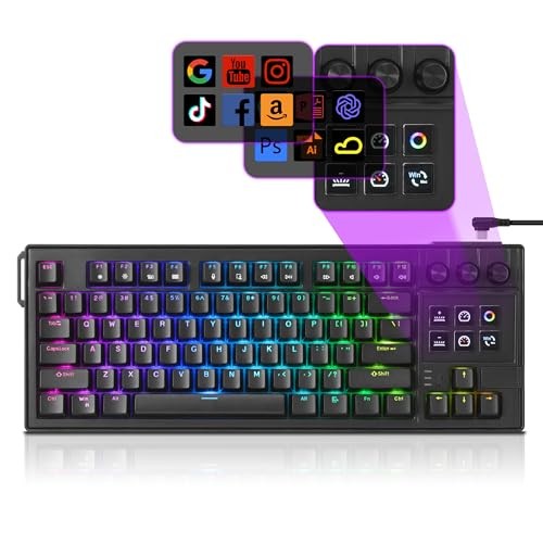 DARKFLASH K87PRO TKL MECHANICAL KEYBOARD, 6 LCD STREAM CONTROL KEYS - BLACK