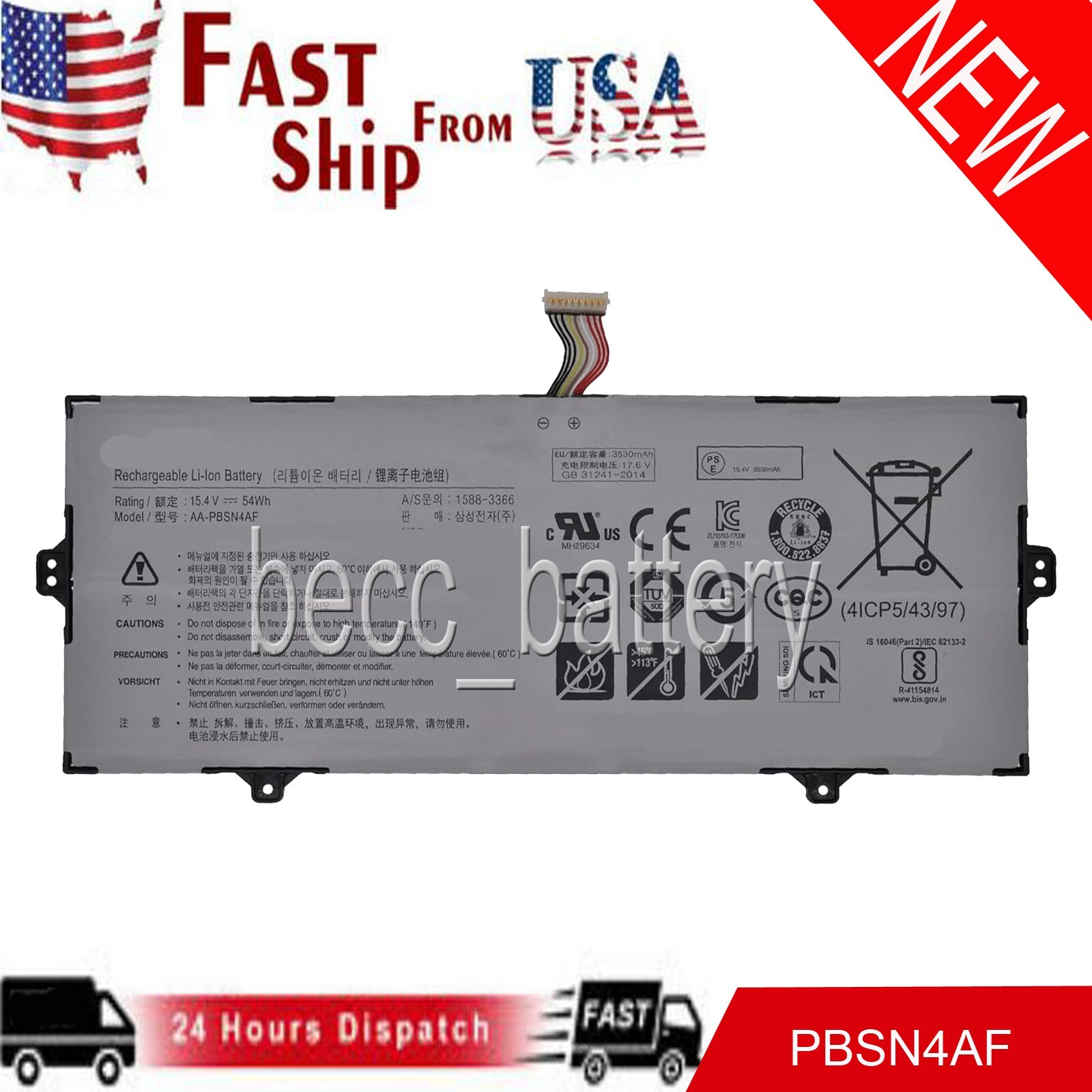 BATTERY For SAMSUNG 15.4V-NP730QDA-KB1US (GRD A)(DC14) BA43-00391A AA-PBSN4AF