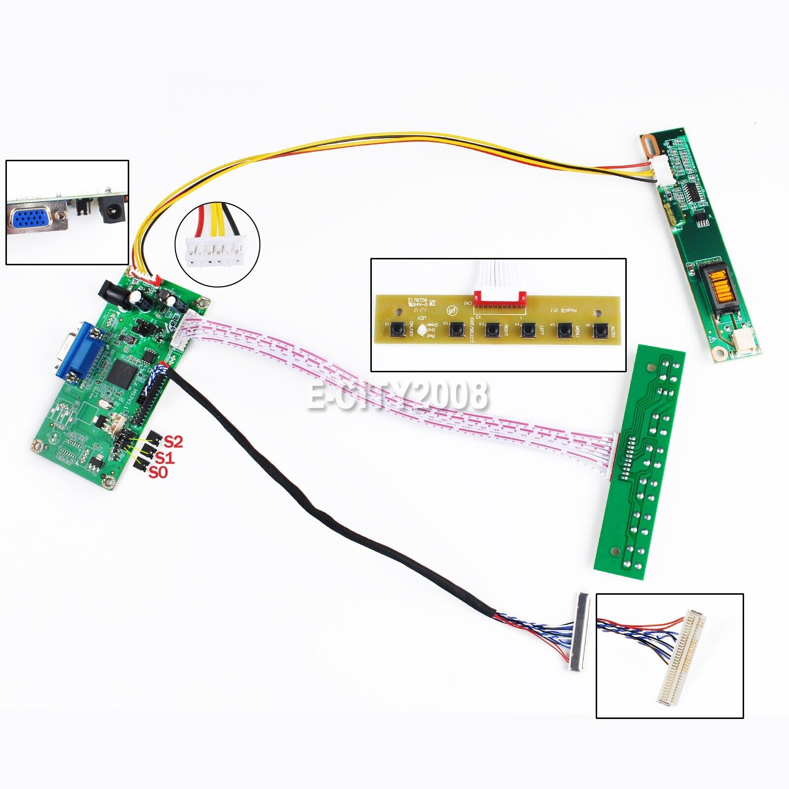 VGA LCD Controller Board Monitor DIY Kit For CCFL 30Pin US Stock