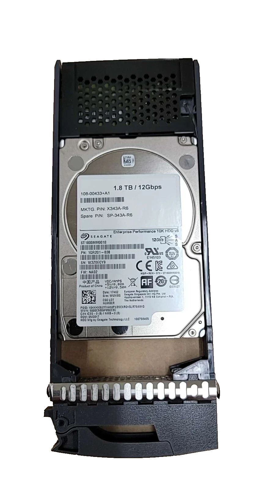 NETAPP  X343A-R6 1.8TB 10K 12GBPS 2.5 SAS HS HDD 108-00433+A1 ST1800MM0018