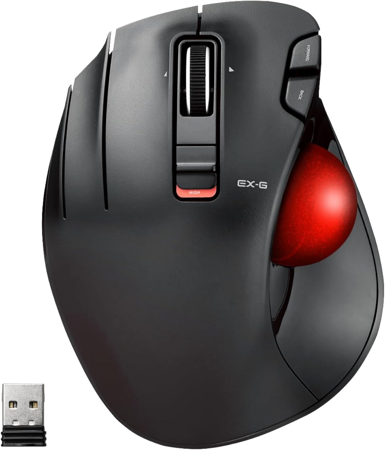 ELECOM EX-G Left Handed Trackball Mouse, 2.4 GHz USB Wireless, Ergonomic, Thu