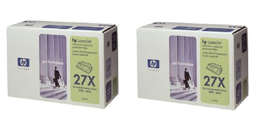 2 New Genuine Factory Sealed HP 27X Laser Cartridges Blue Green & Wht Packaging 