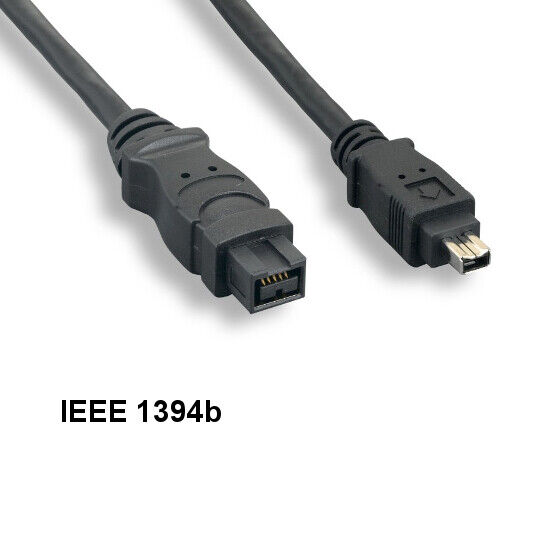 10 Feet IEEE-1394b 9 Pin to 4 Pin Cable Male Firewire 30AWG 400Mbps iLINK DV PC