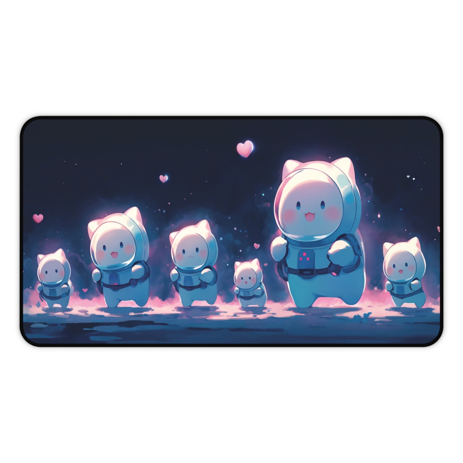 Kawaii Space Cat Desk Mat, Large Mouse Pad Galaxy Astronaut Non-Slip Gaming Pad
