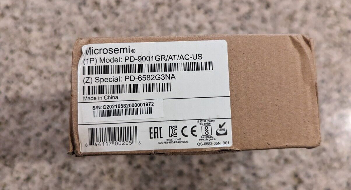 Microsemi 1-Port 30W PoE Injector PD-9001GR/AT/AC-US