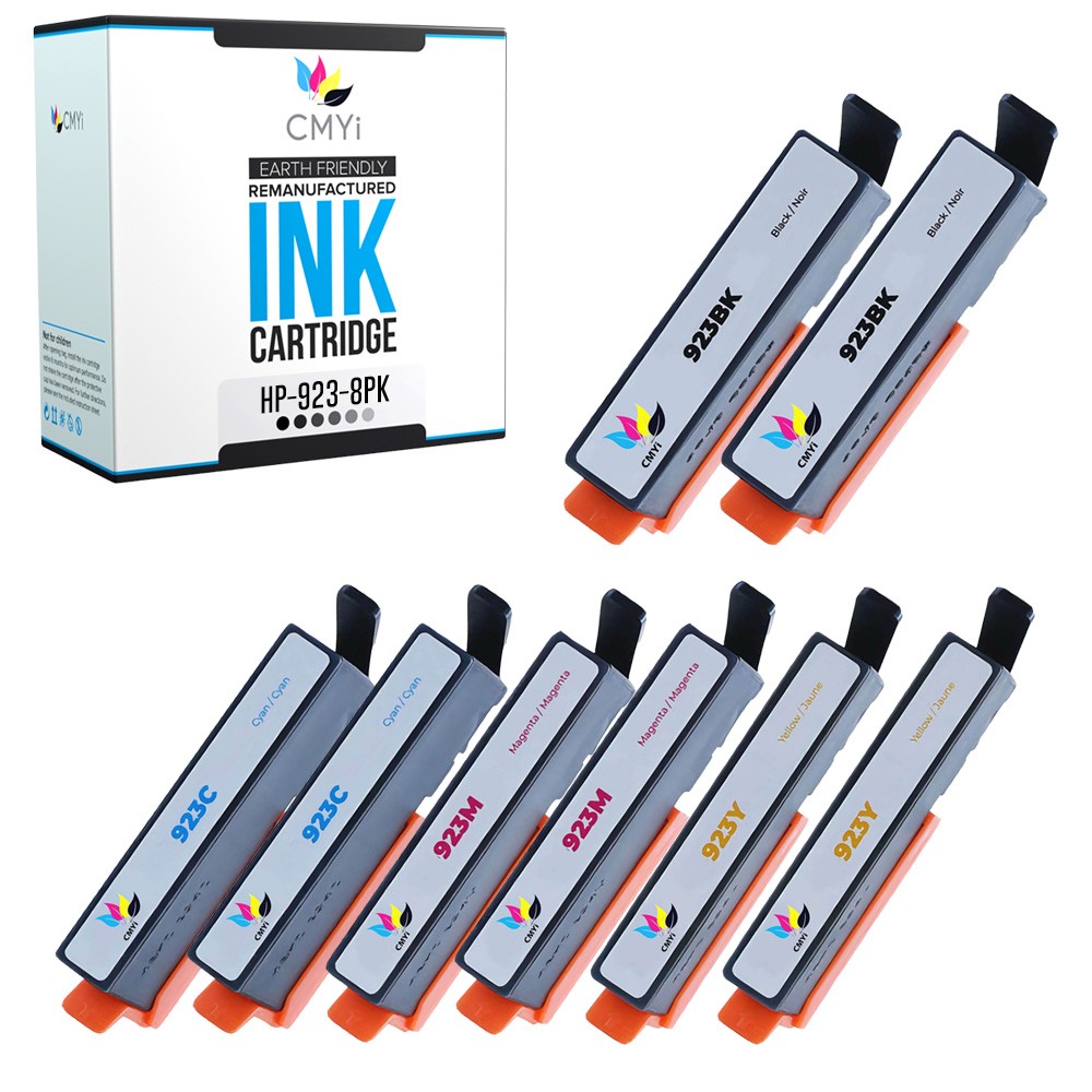 8-Pack CMYi Compatible 923 Printer Cartridges for HP OfficeJet Pro 8135e, 139e