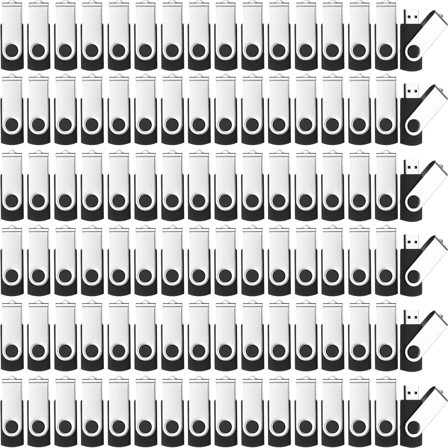 16GB USB 2.0 Flash Drives 100 Pack, LED Keychain, Black