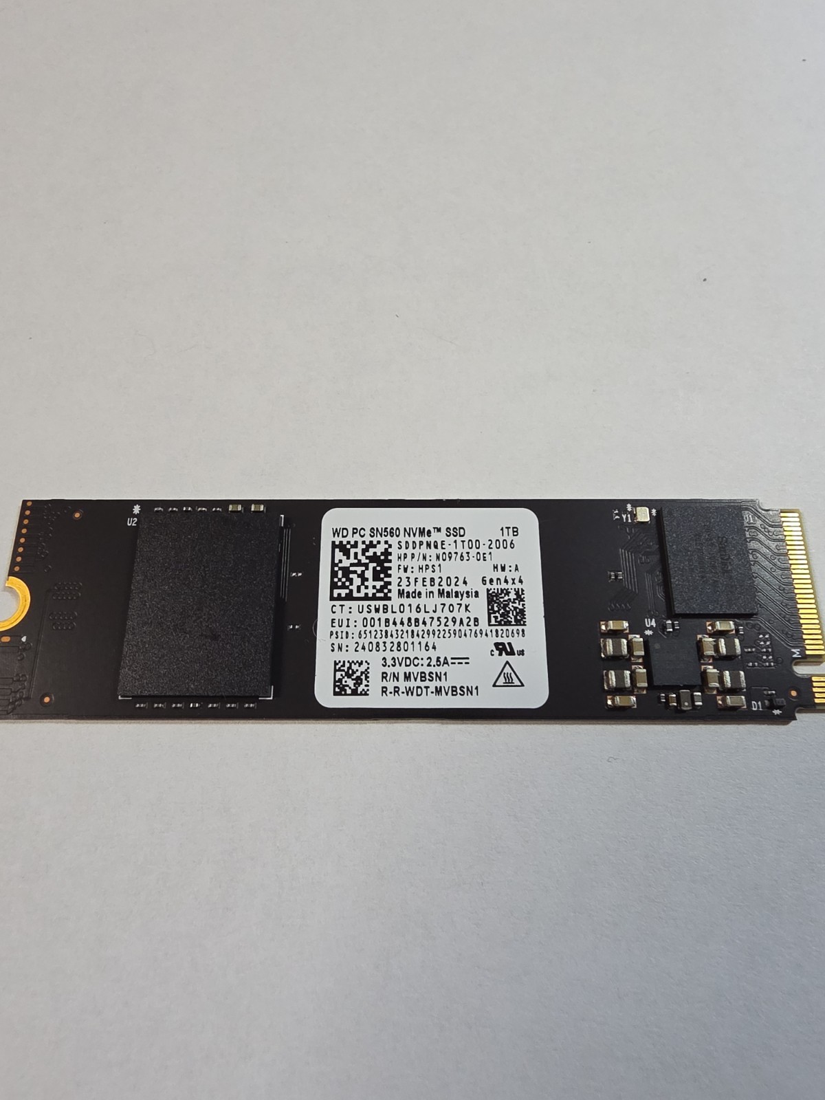 Western Digital PC SN560 1TB M.2 2280 NVMe PCIe Gen 4x4 SSD SDDPNQE-T100
