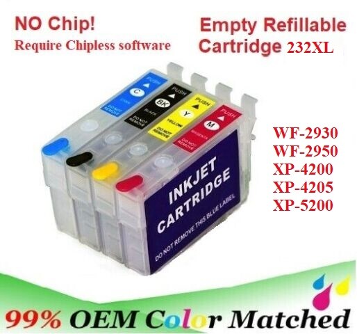 232XL  232 Alternative No Chip Refillable Cartridge for WF-2930 XP-4200 XP-4205