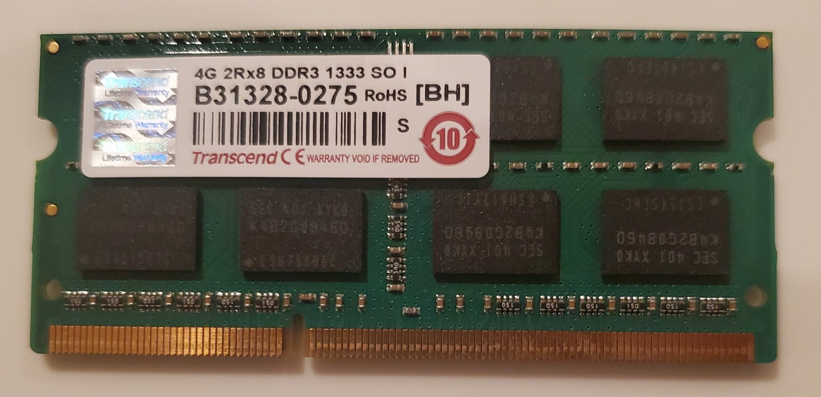 Transcend  4GB 2Rx8 DDR3 1333Mhz SODIMM