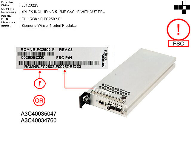 Fujitsu Fibrecat S80 MYLEX - 512MB CACHE EUL: RCMNB-FC2502-F