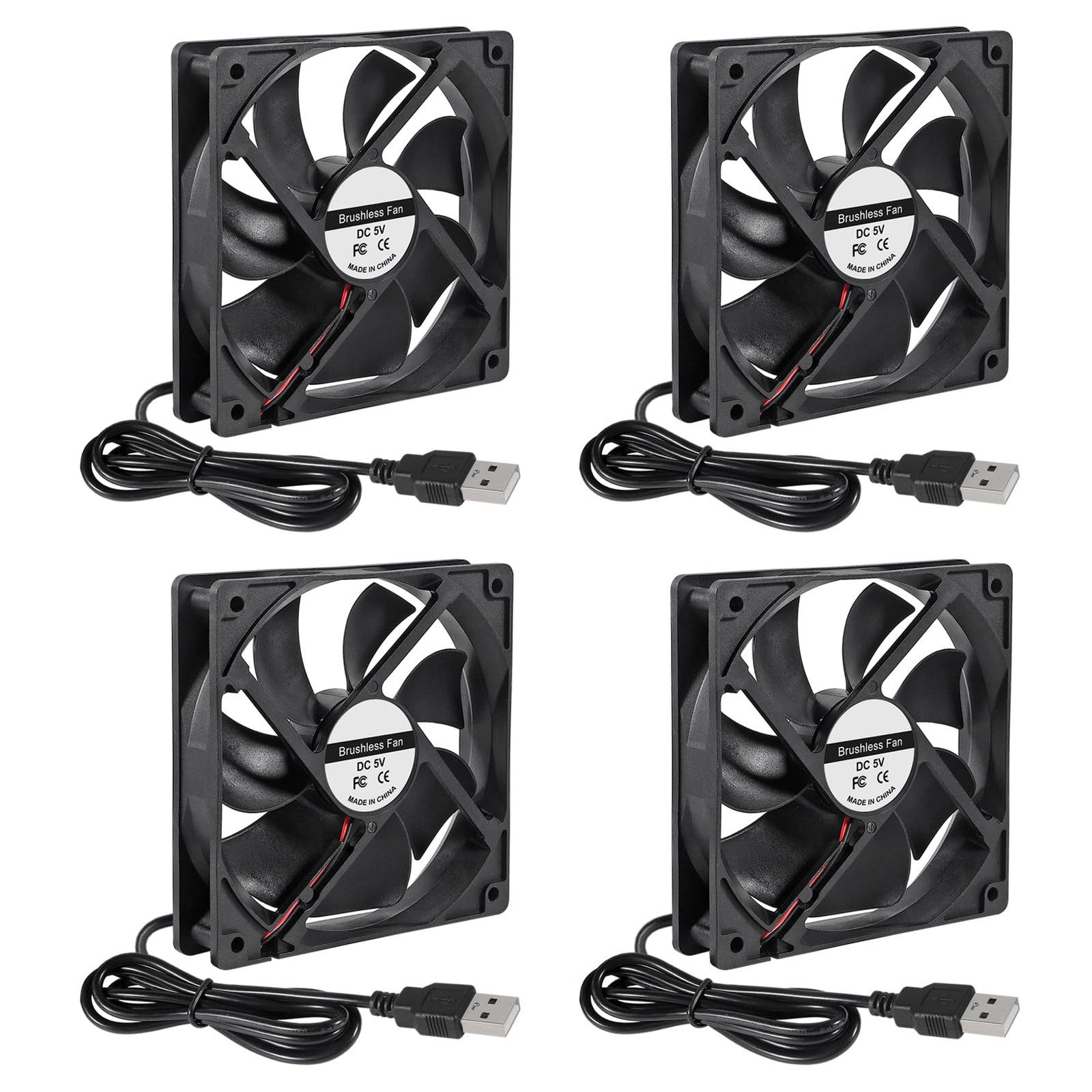 ACEIRMC 4pcs 120mm USB Brushless Cooling Fan x 25mm DC 5V 12025