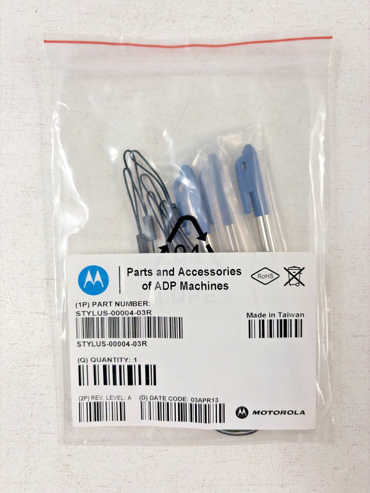 Zebra STYLUS-00004-03R BLUE Spring Loaded Stylus Pen/Tether For MC75 Pack Of 3