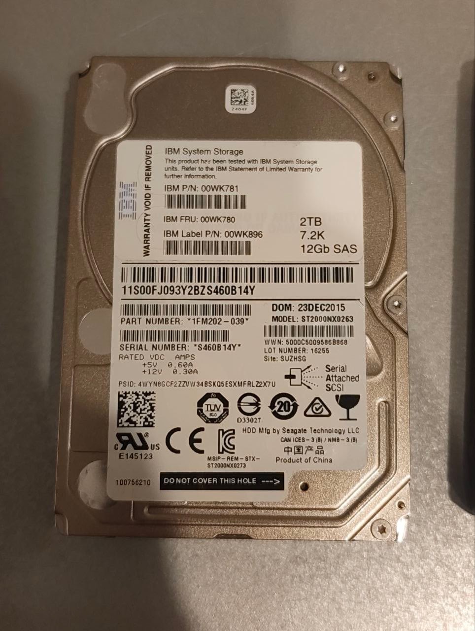 2TB SAS IBM/Seagate Enterprise 12Gb/s ST2000NX0263