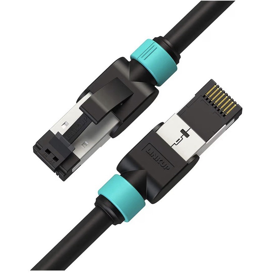 LINKUP Cat7 Shielded Ethernet Cable 15ft RJ-45 to RJ-45 2-Pack Black/Blue