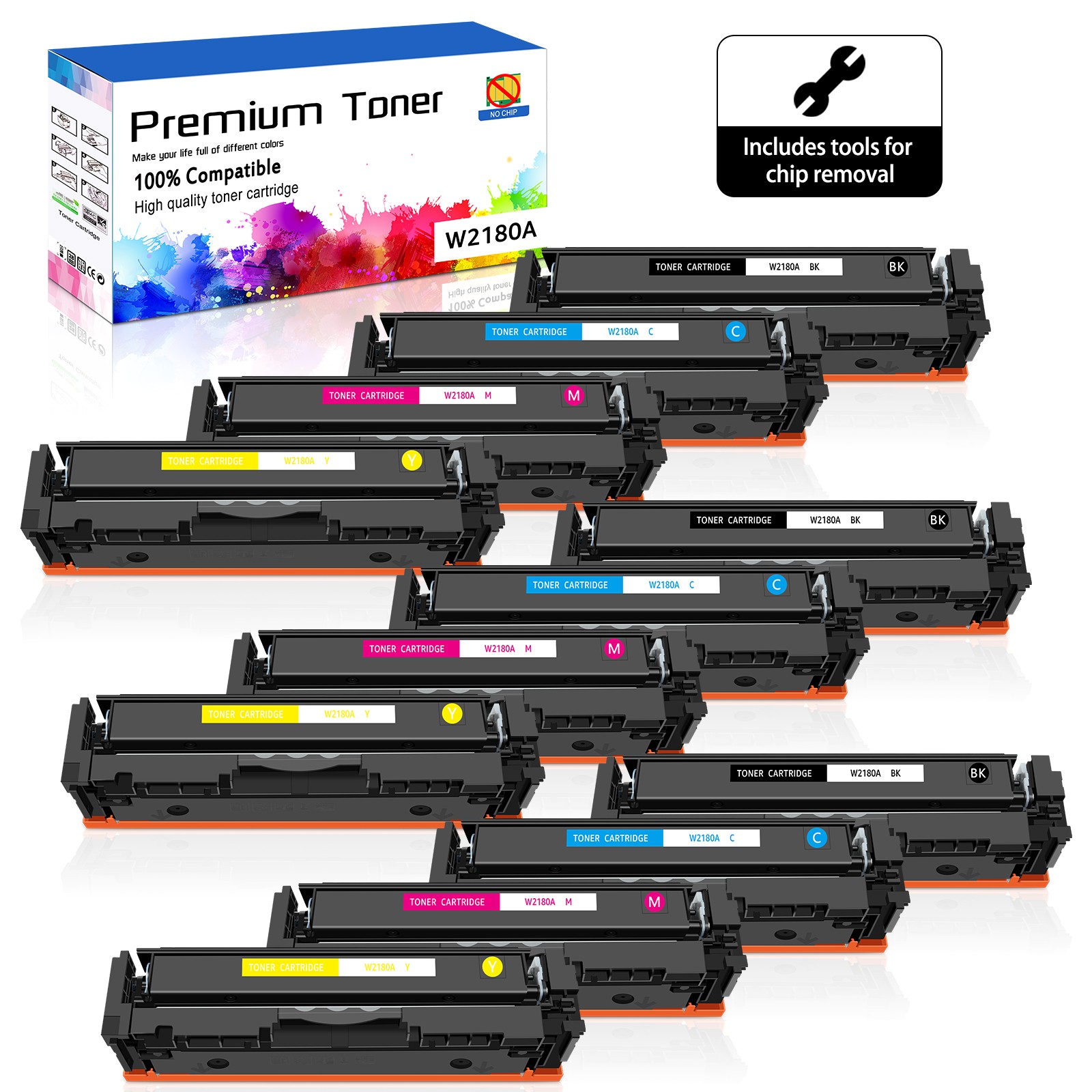 12PK W2180A NO Chip Color Toner Cartridge For HP Pro 3201dw MFP 3301fdw 3301sdw