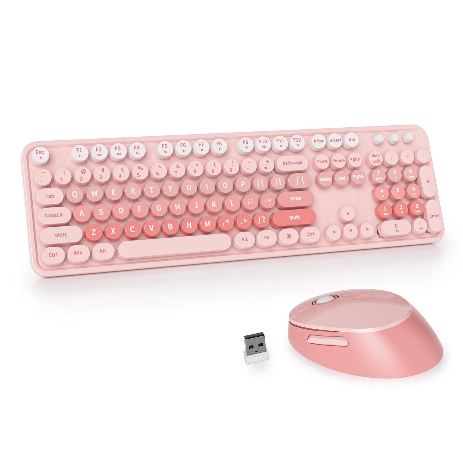 GTSP Colorful Pink Wireless Keyboard and Mouse Combo, Cute