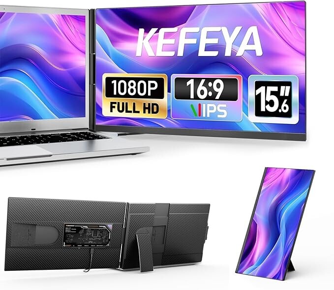 15.6'' Laptop Screen Extender, 1080P IPS Portable Monitor for Laptop KEFEYA P5
