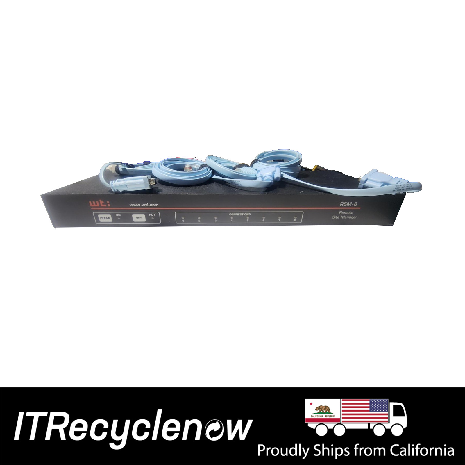 WTI RSM-8 8-Port DB9 SSHv2 Console Server Remote Site Manager 100-240V AC