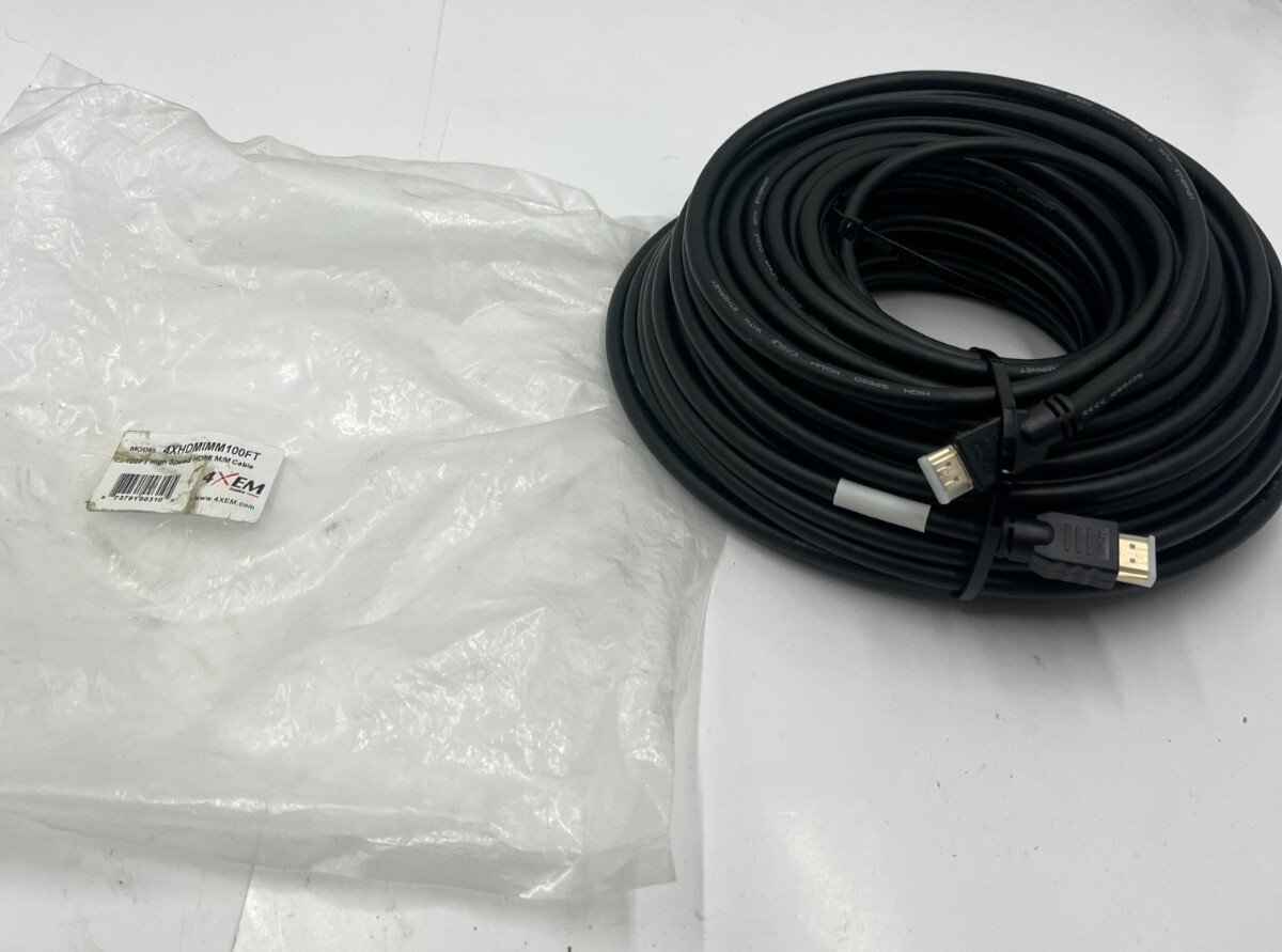 4XEM 4XHDMIMM100FT 30 m High Speed Cable 1920 x 1080p Male-Male HQ Black 100FT
