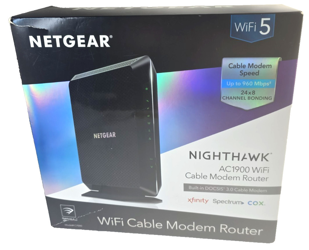New: Netgear C7000-100NAS Nighthawk AC1900 WiFi Cable Modem/Wireless Router