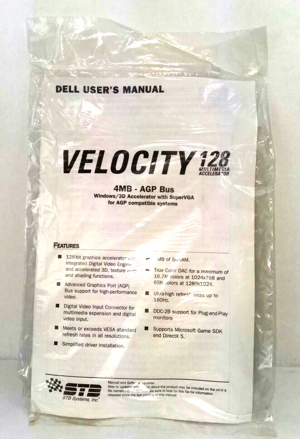 DELL STB: Velocity 128 Multimedia Accelerator CD-ROM Disc & Dell User Manual
