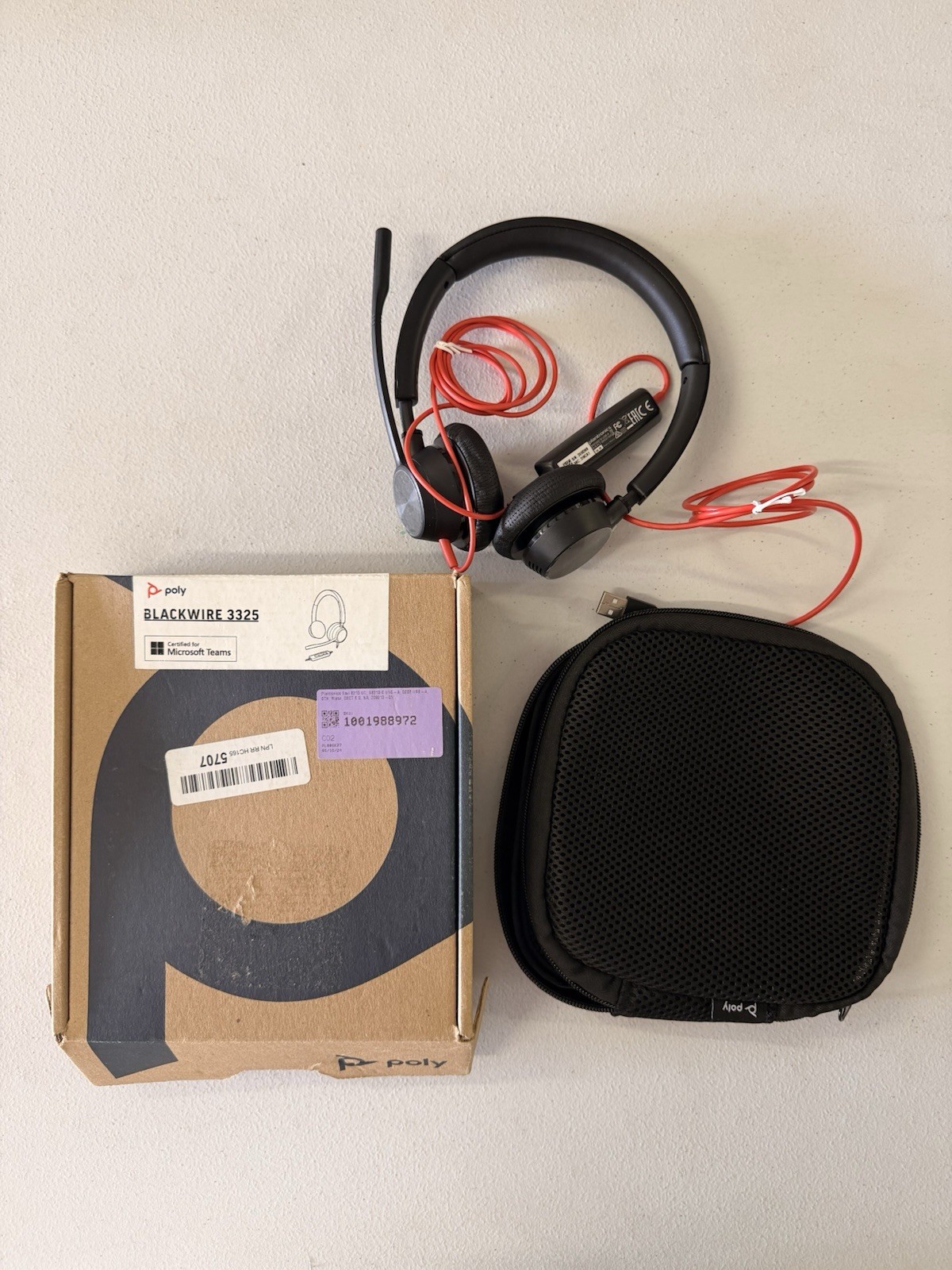 Poly Blackwire 3325 Stereo Headset Over-the-Head, Black