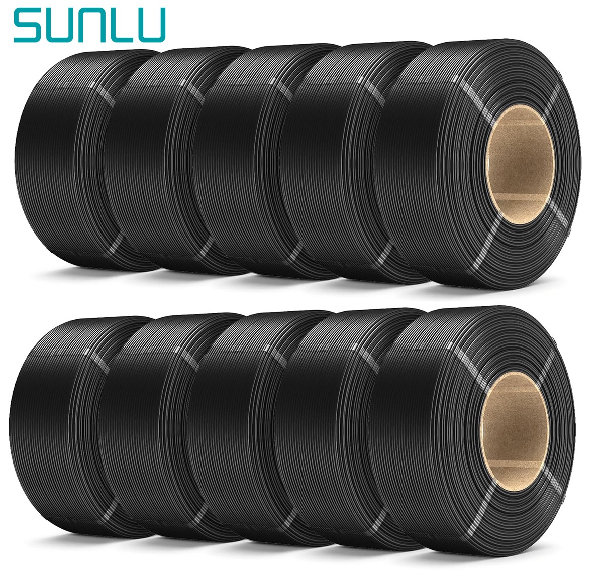 10*1KG SUNLU PETG Refill Filament 3D Printer 1.75mm Toughness Eco-Friendly Black