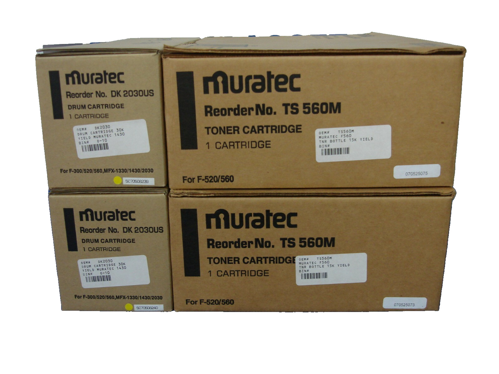 NEW SURPLUS GENUINE OEM MURATEC LOT OF 2 TS560M TONER DK2030US DRUM F- 520 F-560