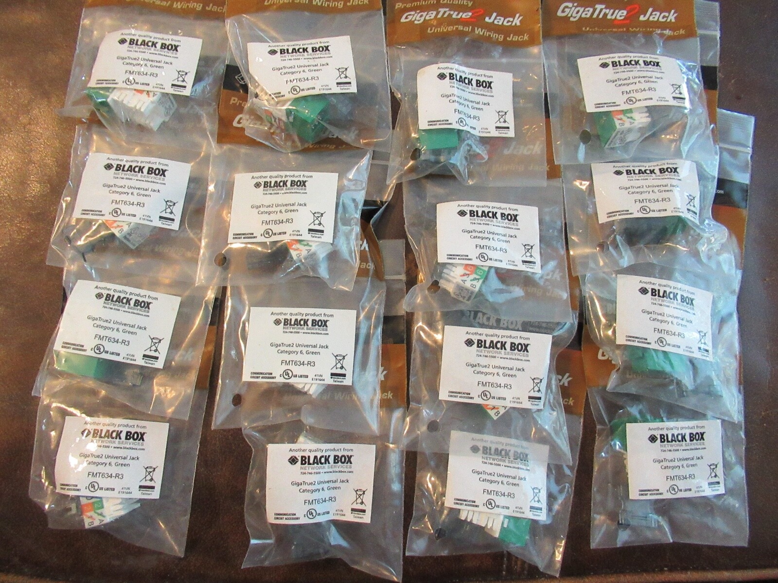 NEW 16 BLACK BOX FMT634-R3 GIGATRUE2 CAT6 UNIVERSAL JACK WIRING COMPONENT GREEN