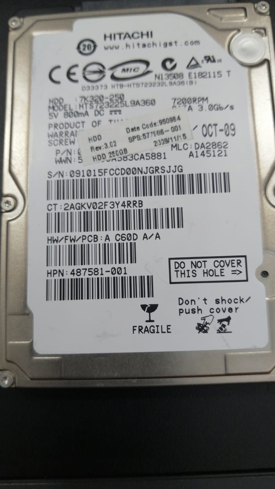 Used Hitachi 320 GB HDD