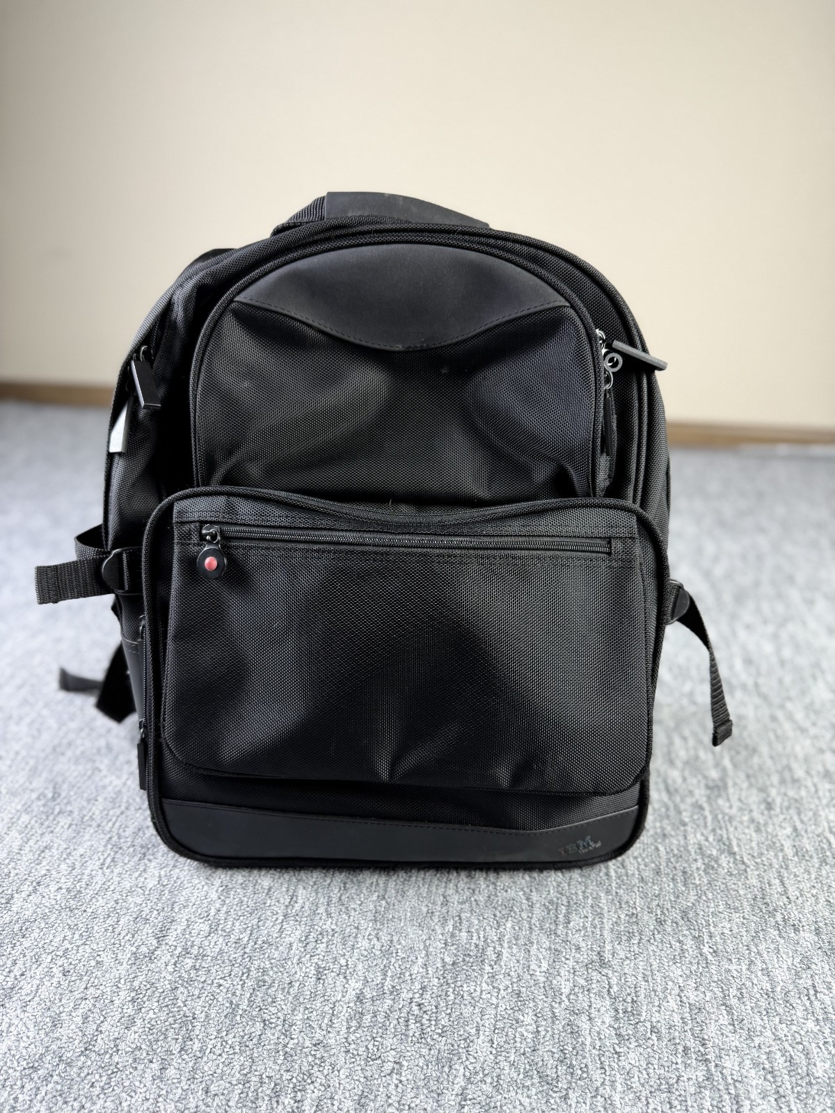 Vintage IBM ThinkPad Backpack Black Real Leather Trim Laptop Bag One Size Work