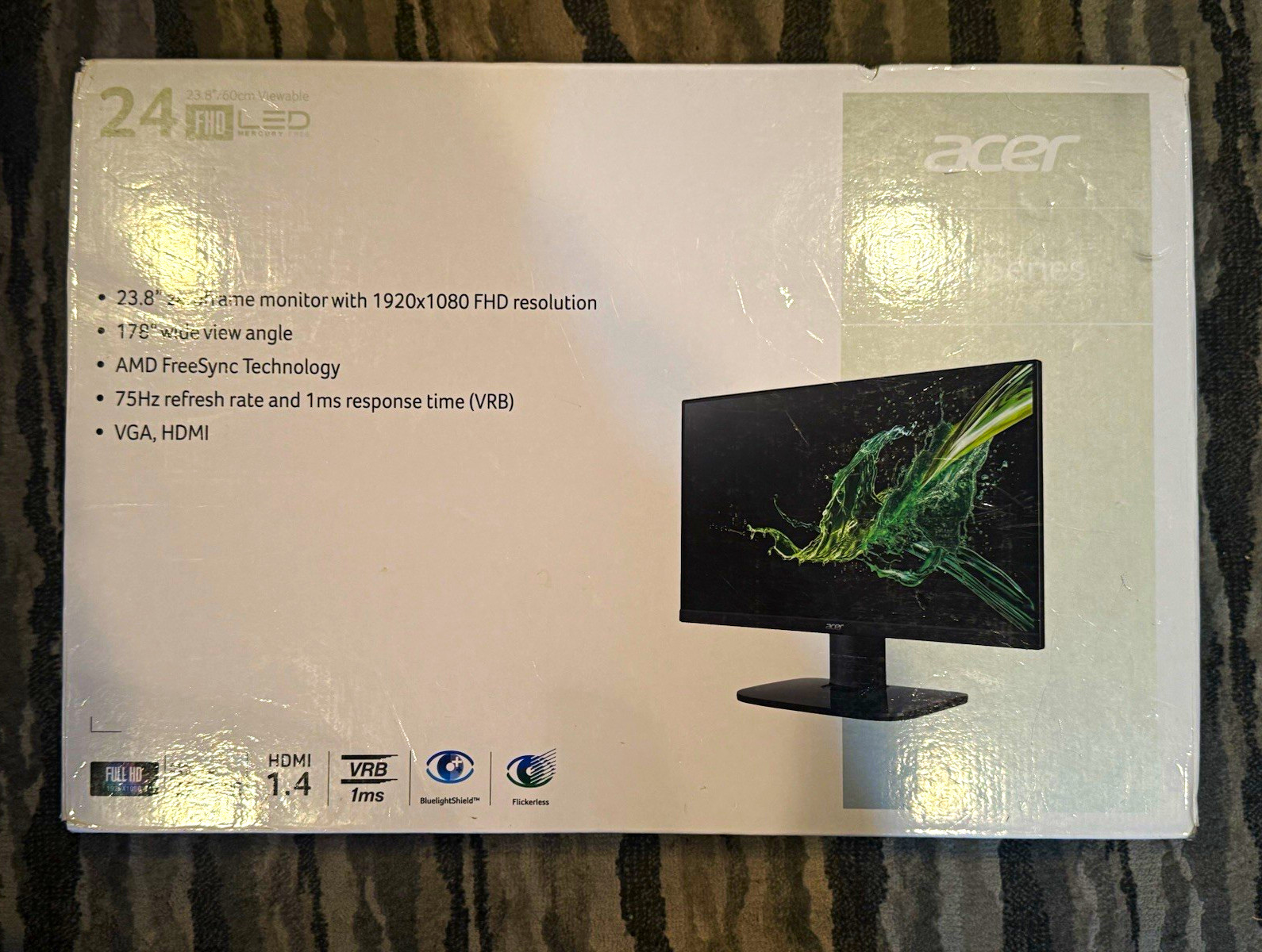 Acer KB2 Series 23.8" FHD LED 75Hz 1ms FreeSync HDMI VGA Black