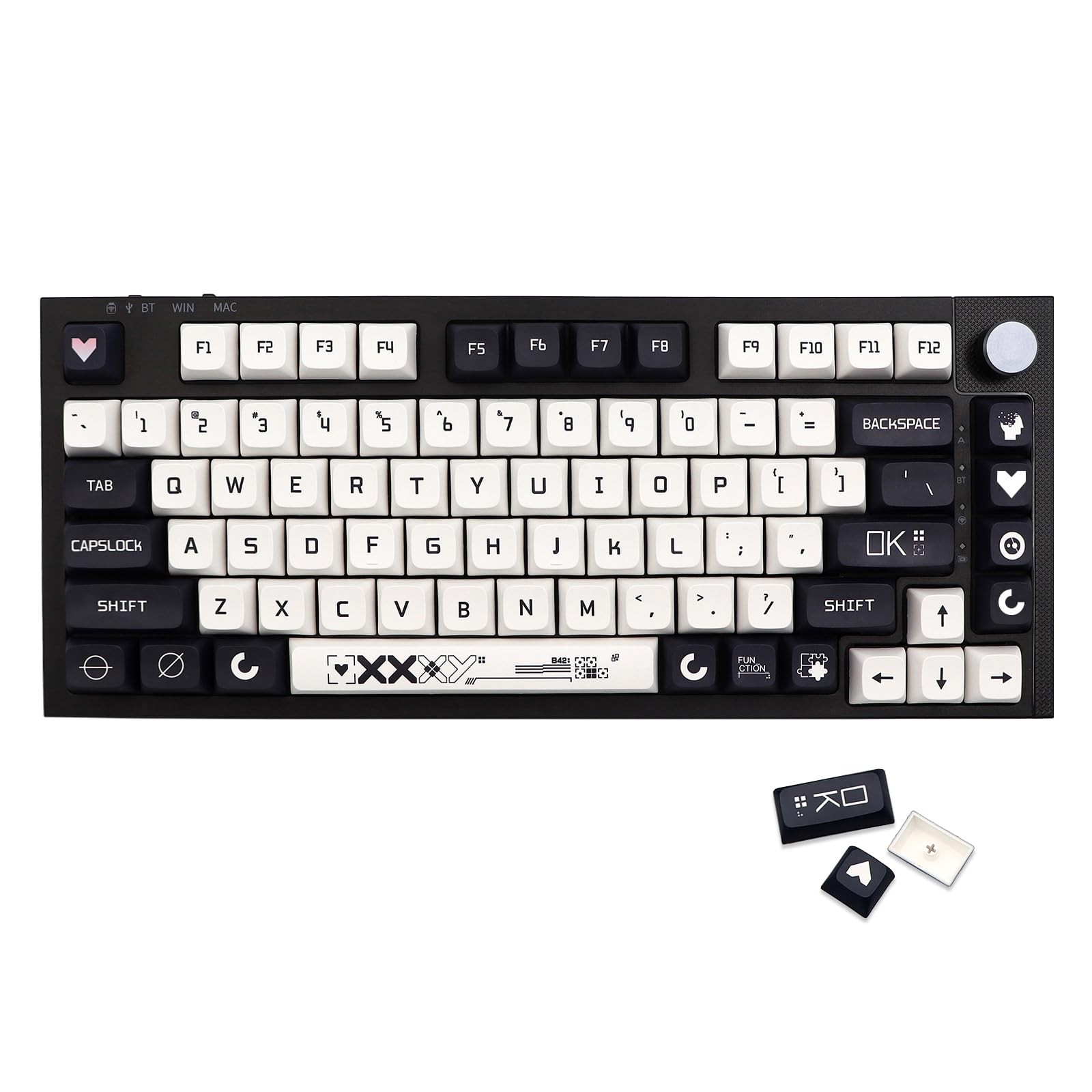 JSJT Key Caps XDA Profile Black and White Keycaps 128 Keys Pattern Set Theme Key