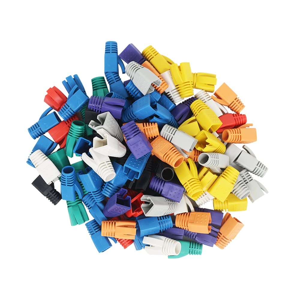 RJ-45 Strain Relief Boots RJ45 Plastic Network Wire,100 Multicolored 