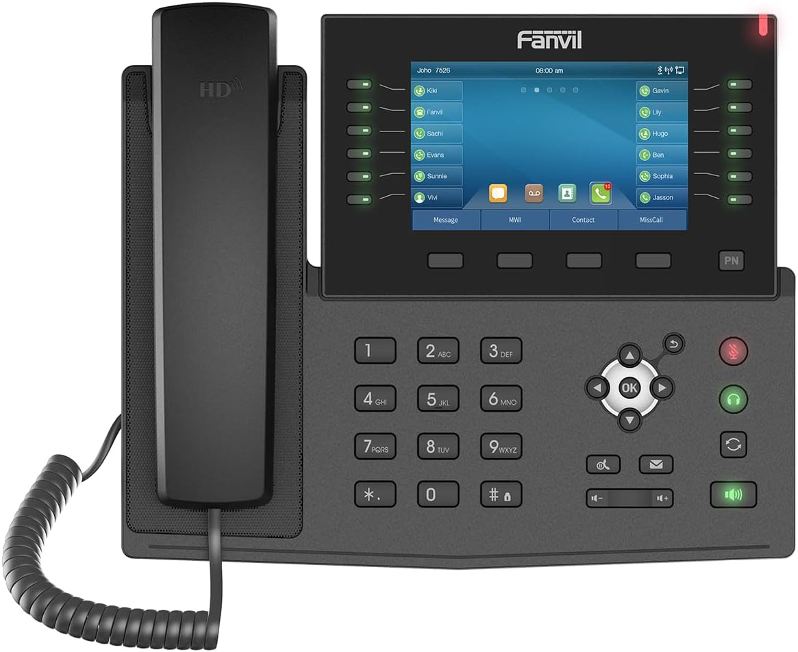 X7C Enterprise Voip Phone, 5-Inch Color Touch Screen, 20 SIP Lines, Dual-Port Gi