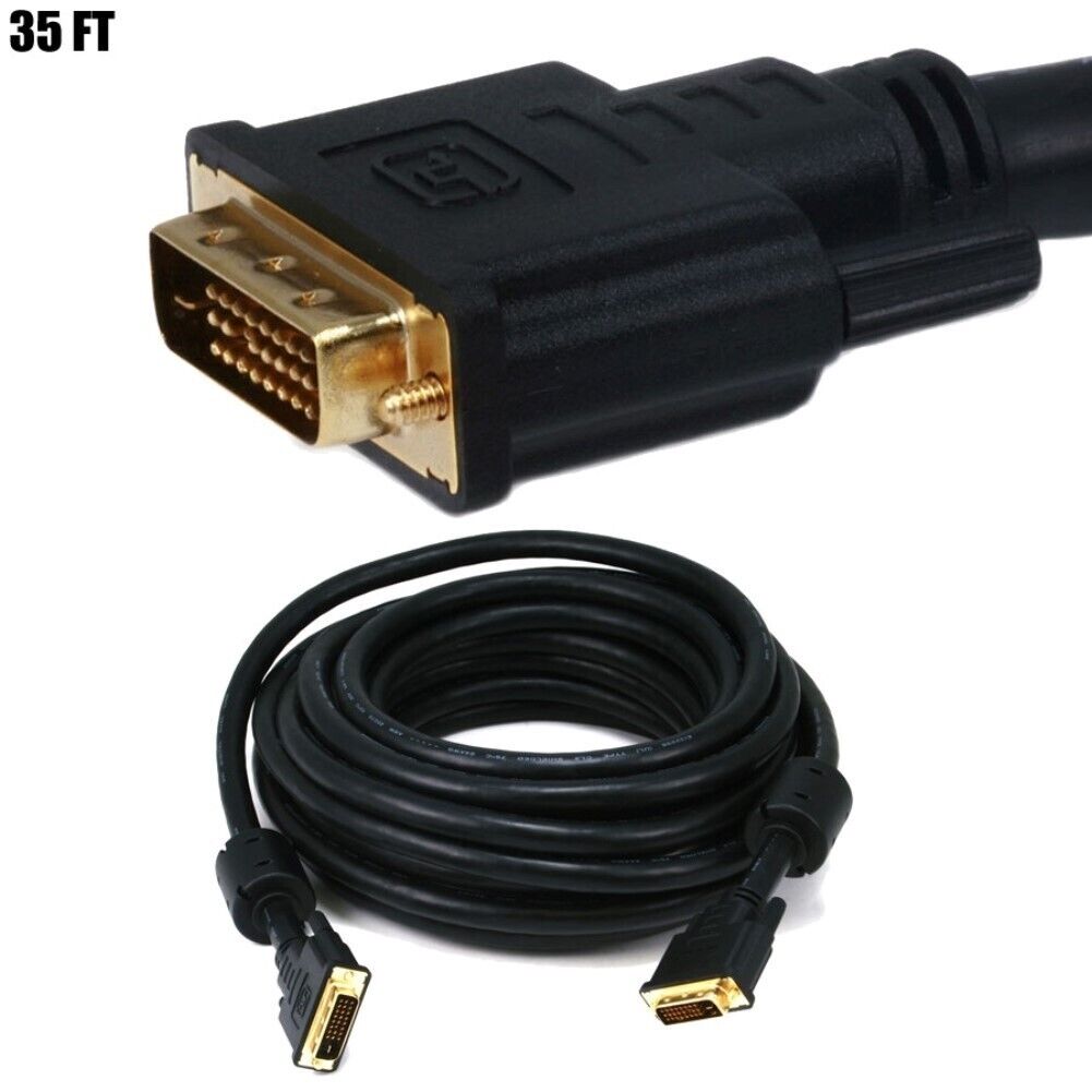 35FT DVI-D Dual Link Male to Male Monitor Cable PC HDTV 24AWG CL2 Gold Plated