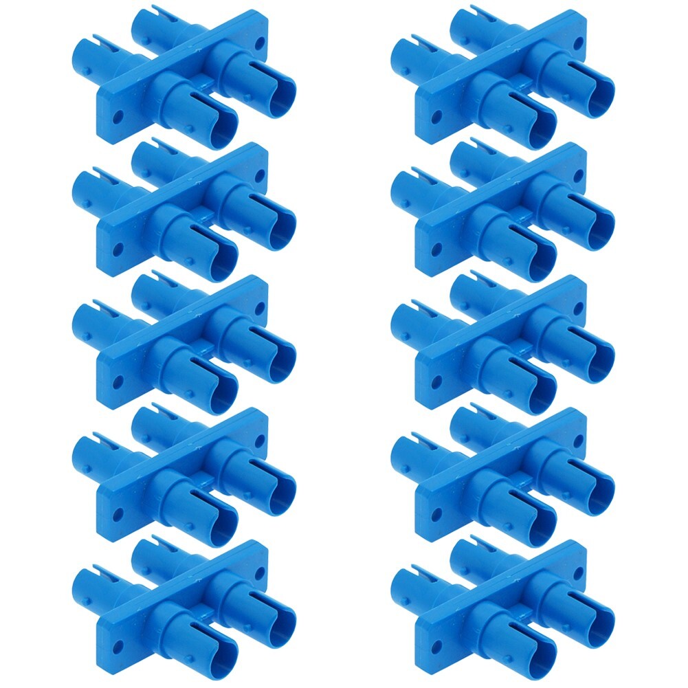10x ST to ST Duplex Single Mode Fiber Optical Connector Adapter w/ Flange Blue