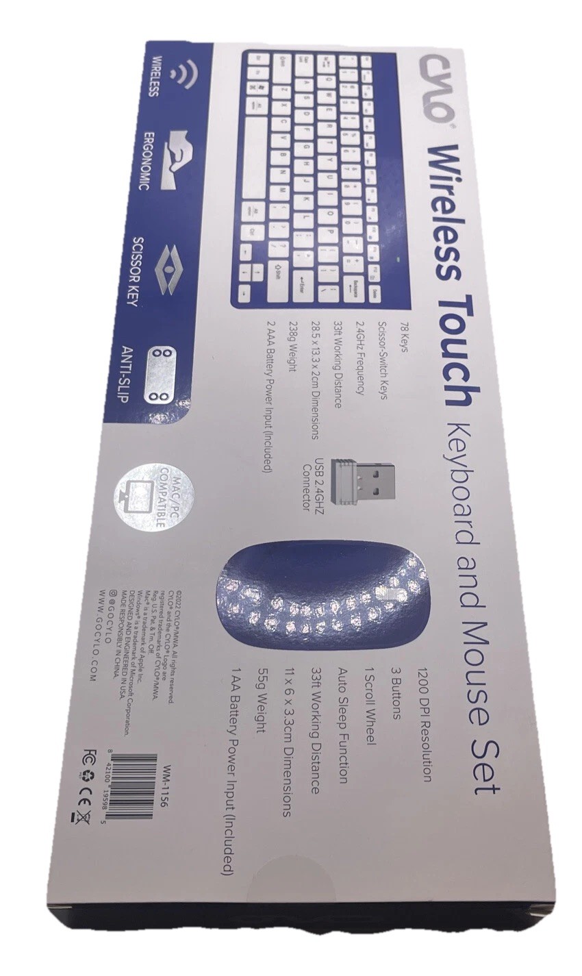 Cylo Metallic Blue Wireless Keyboard & Mouse Combo Set Factory Sealed ￼